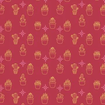 Hand drawn vector seamless pattern with housing indoor plants. simple vector  Illustrazione stock