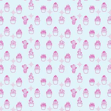 Hand drawn vector seamless pattern with housing indoor plants. simple vector  Illustrazione stock