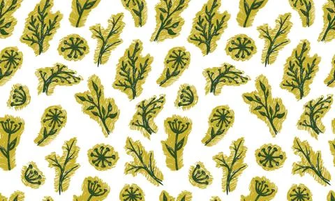 Hand drawn vector seamless pattern with herbs Stock Illustration