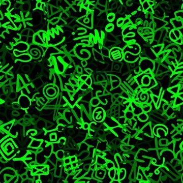 Hand drawn vector seamless pattern with glyphs mystic symbols Stockillustratie