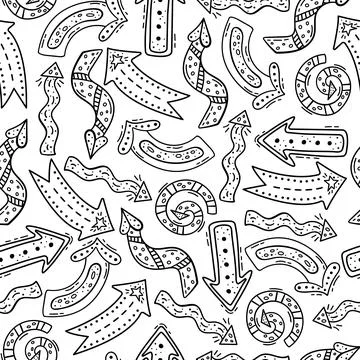 Hand drawn vector seamless pattern with creative arrows. Decorative backgroun Stock-Illustration