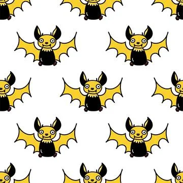 Hand drawn vector seamless pattern with Halloween bat Stock Illustration