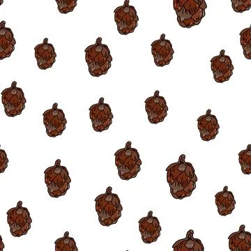 Hand drawn vector seamless pattern with pine cones Stock Illustration