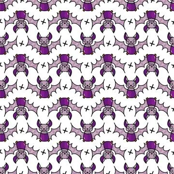 Hand drawn vector seamless pattern with Halloween bat Stock Illustration