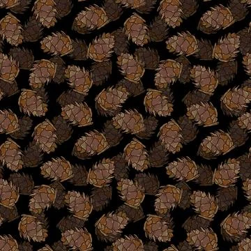 Hand drawn vector seamless pattern with pine cones 스톡 일러스트