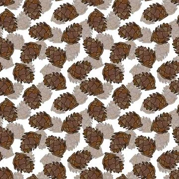 Hand drawn vector seamless pattern with pine cones 스톡 일러스트
