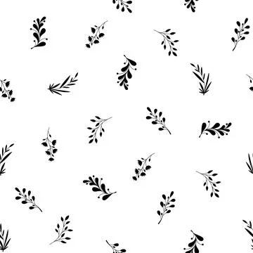 Hand drawn vector seamless pattern with floral elements. Vector pattern with  Illustrazione stock
