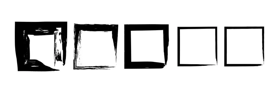 Hand-drawn vector set featuring grunge square Stock Illustration