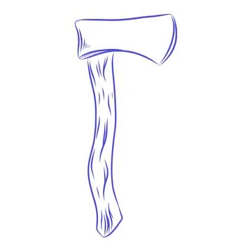 Hand drawn vector sketch of an axe with blue lines Stock-Illustration