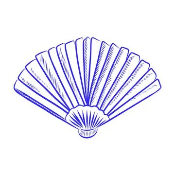 Hand drawn vector sketch of a blue fan Stock-Illustration
