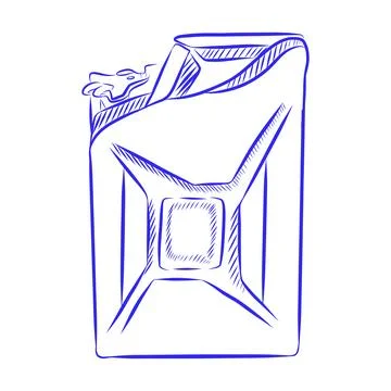 Hand drawn vector sketch of a canister with blue lines Illustrazione stock