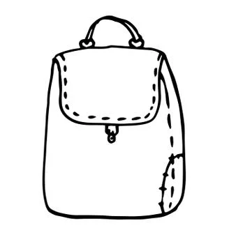 Hand drawn vector sketch Doodle backpacks. Casual Backpack, Fashion Backpack Stock Illustration