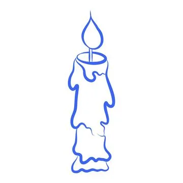 Hand drawn vector sketch of Halloween candle, blue line Stock Illustration