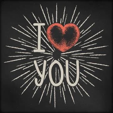 Hand drawn vector sketch illustration - creative vintage valentines day card Stock Illustration