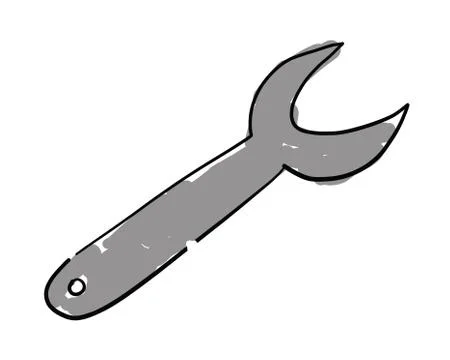Hand drawn vector sketch illustration of spanner. Stock Illustration