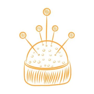 Hand drawn vector sketch, knitting items, hobbies, line art Ilustración de archivo
