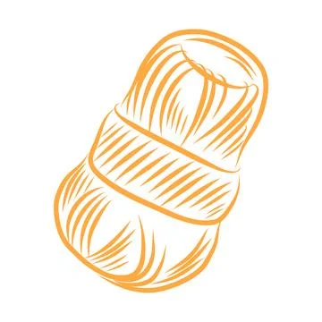 Hand drawn vector sketch, knitting items, hobbies, line art Ilustración de archivo