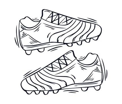 Hand drawn vector sketch of a pair of football soccer cleats shoes Stock Illustration