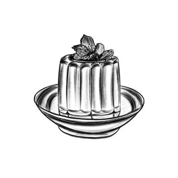 Hand drawn vector sketch of a piece of cake, doodle style, black lines Stock Illustration
