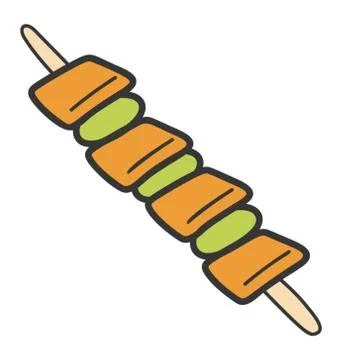 Hand drawn vector of skewer Stock Illustration