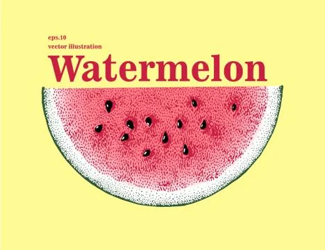 Hand drawn vector slice of watermelon illustration. Stock Illustration