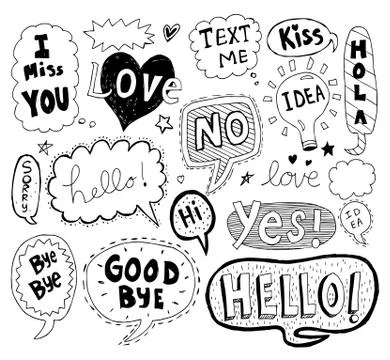 Hand drawn vector speech bubbles Stock Illustration