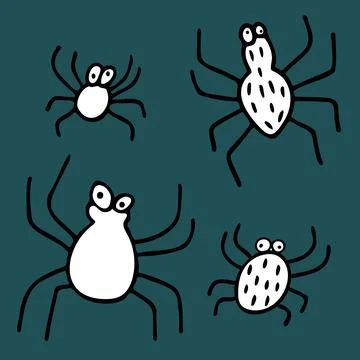 Hand drawn vector spiders, doodle isolated elements Stock Illustration