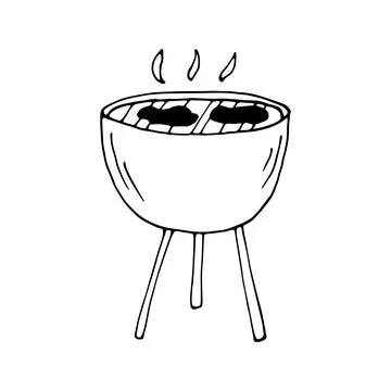 Hand drawn vector steak on grill, BBQ party. Vector illustration Stock Illustration