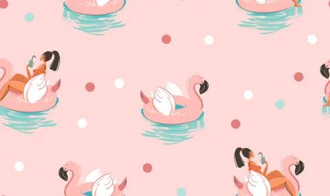 Hand drawn vector stock abstract cute summer time cartoon illustrations seamless Stock Illustration