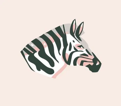 Hand drawn vector stock abstract graphic illustration with African wild zebra Stock Illustration