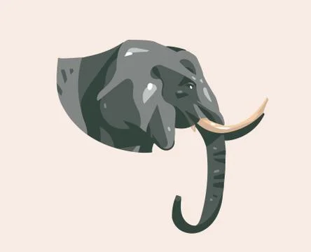 Hand drawn vector stock abstract graphic illustration with African wild elephant Stock Illustration