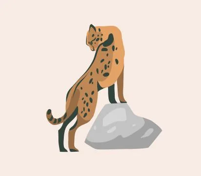 Hand drawn vector stock abstract graphic illustration with African wild sitting 스톡 일러스트