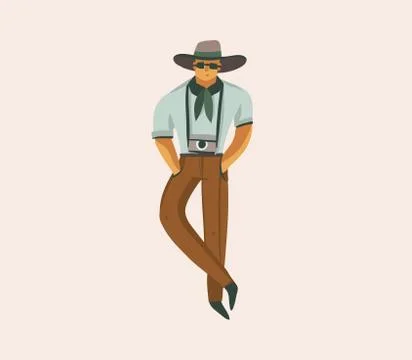Hand drawn vector stock abstract graphic illustration with a man in uniform with Stock Illustration