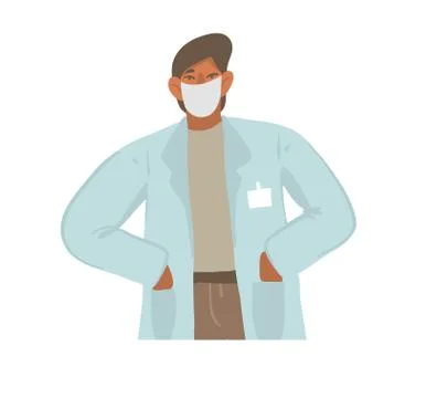 Hand drawn vector stock abstract graphic illustration with male doctor in a Stock Illustration