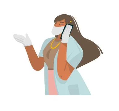 Hand drawn vector stock abstract graphic illustration with female doctor gives Stock Illustration