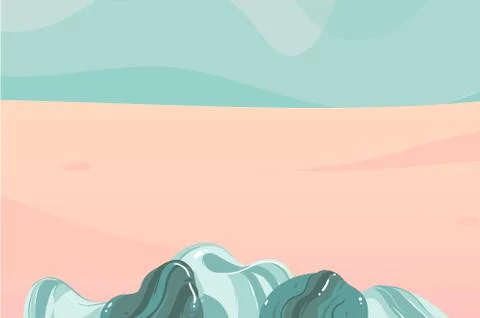 Hand drawn vector stock abstract graphic illustration with ocean waves sea shore Stock Illustration