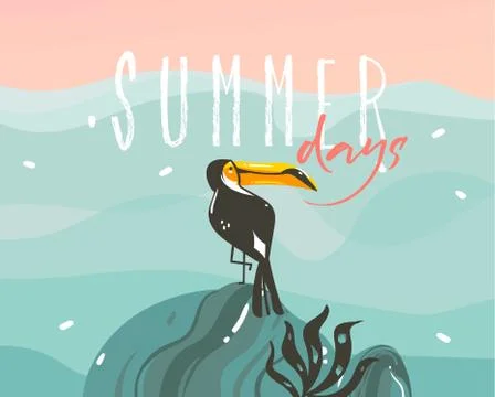 Hand drawn vector stock abstract graphic illustration with a tropical exotic Stock-Illustration