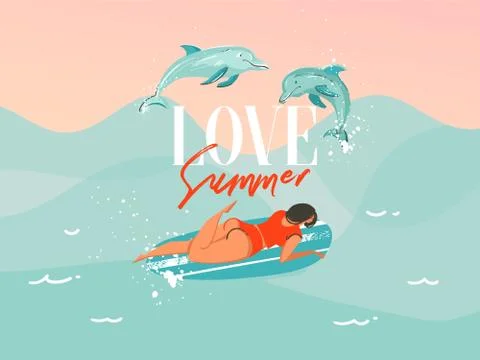 Hand drawn vector stock abstract graphic illustration with a swimsuit swimming Stock Illustration