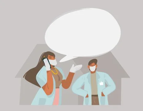 Hand drawn vector stock abstract graphic illustration with doctors who talk on Ilustração Stock