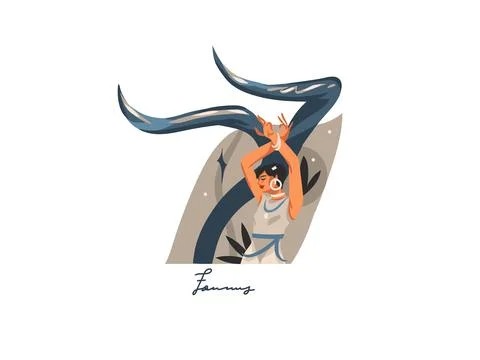 Hand drawn vector stock abstract flat graphic illustration with zodiac Stock Illustration