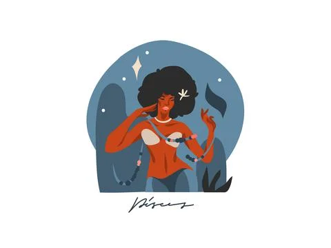 Hand drawn vector stock abstract flat graphic illustration with zodiac Stock Illustration