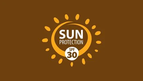 Hand-drawn vector sun protection logo for packaging Stock Illustration