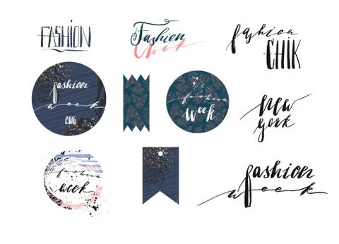 Hand drawn vector template collection with handwritten lettering phases New York Stockillustratie