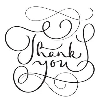 Hand drawn Vector Thank you text on white background. Calligraphy lettering Illustrazione stock