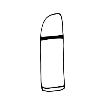 Hand drawn vector thermos camping clipart. Isolated on white bac Stock Illustration