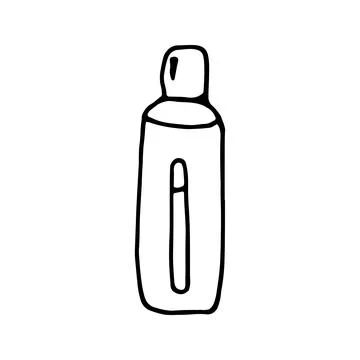 Hand drawn vector thermos camping clipart. Isolated on white bac Stock Illustration