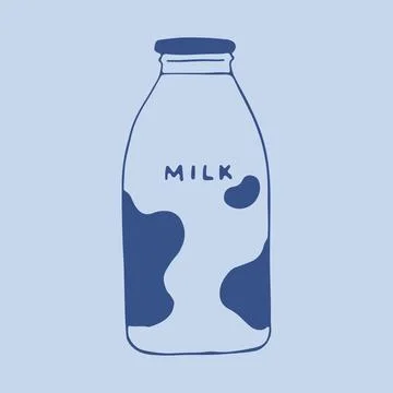 Hand drawn vector of a traditional glass milk bottle with a metal screw cap and Stock-Illustration