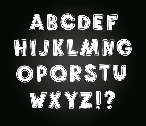 Hand Drawn Vector Typeface. Hand Made handwritten Alphabet. Decorative Type. Stock Illustration