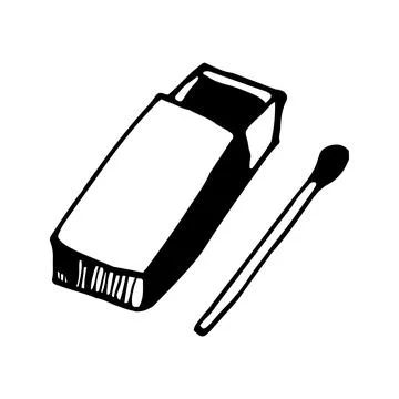 Hand drawn vector woodfire matches clipart. Isolated on white ba Illustrazione stock