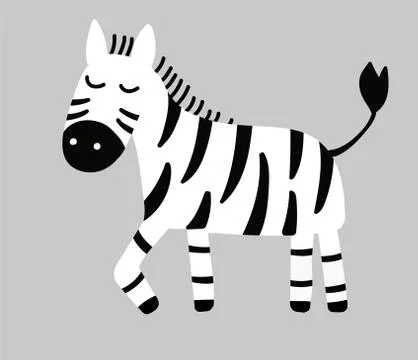 Hand drawn vector zebra. Cute cartoon baby illustration Stock Illustration